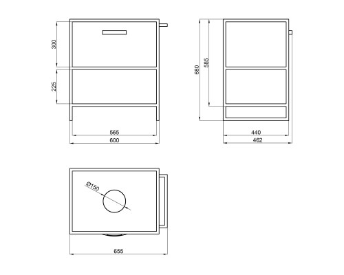 Тумба підлогова Qtap Taurus 600х616х469 Whitish oak зі стільницею QT2480TNT63WO