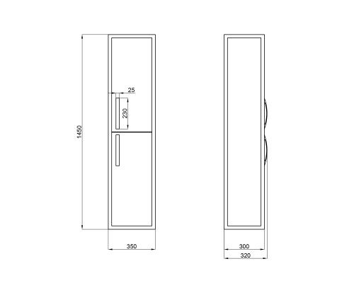 Пенал підвісний Qtap Taurus 350х1450х300 Whitish oak QT2476PP1451RWO