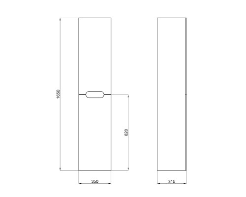 Пенал підвісний Qtap Virgo 350х1600х316 Black/White QT1876PP1652RBW