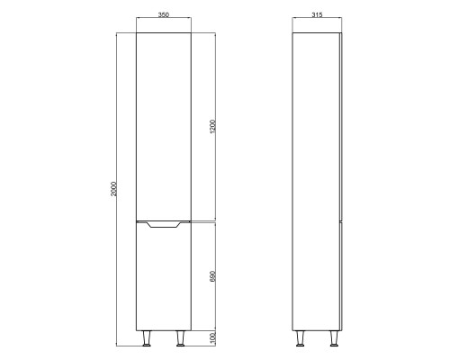 Пенал підлоговий Qtap Scorpio 350х1900х300 White QT1475PN1901KLW