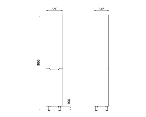 Пенал підлоговий Qtap Scorpio 350х1900х300 White QT1475PN1901RW