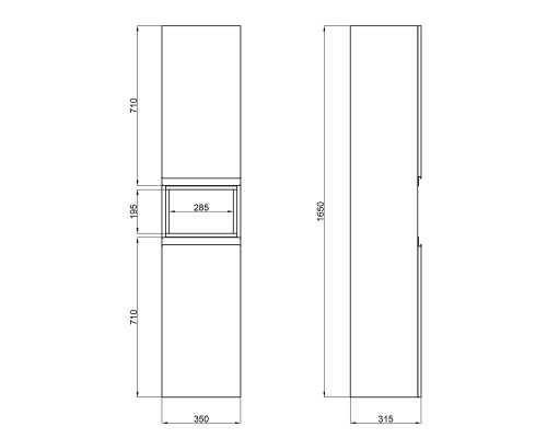 Пенал підвісний Qtap Robin 350х1650х316 White/Whitish oak QT1376PN1651LWWO