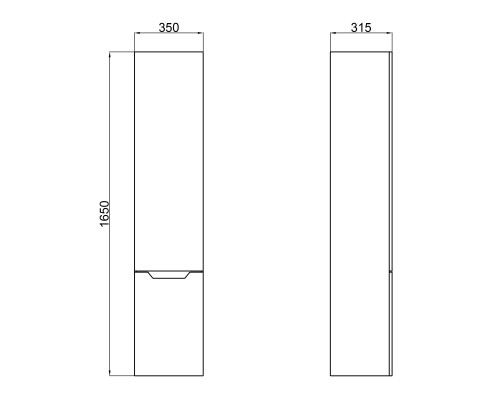 Пенал підвісний Qtap Scorpio 350х1650х300 Graphite QT1476PP1652RG