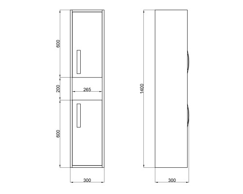 Пенал підвісний Qtap Pisces 300х1400х300 Whitish oak QT2576PP1451RWO