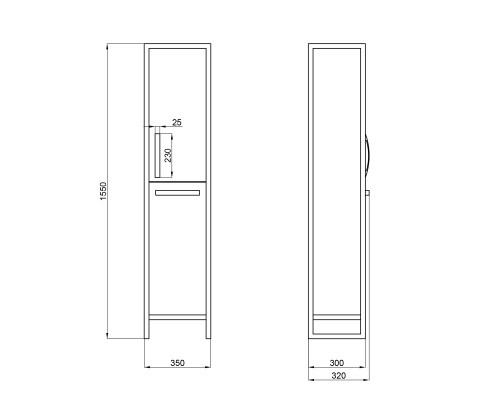 Пенал підлоговий Qtap Taurus 350х1750х300 Whitish oak з кошиком для білизни QT2475PN175KRWO