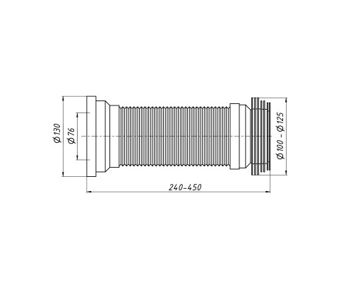 Гнучка труба для унітаза Lidz (WHI) 60 01 G001 01 довжина 450 мм