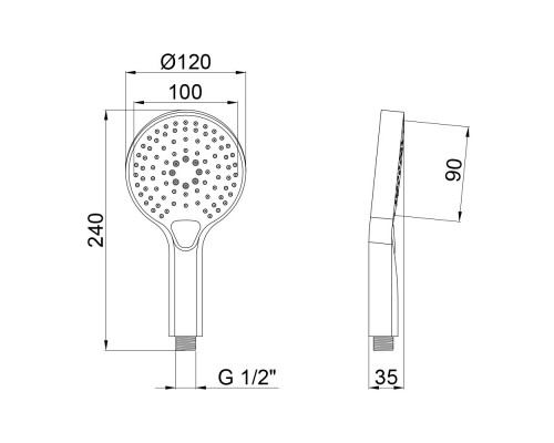 Лійка для ручного душу Qtap Rucni A120O3KBB