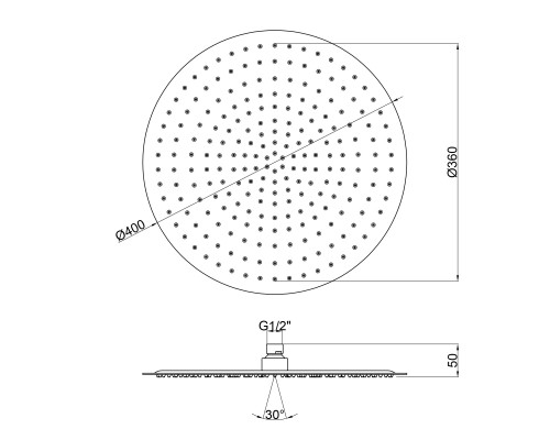 Лійка для верхнього душу Lidz (CRM) 51 10 103 40, Ø40 см