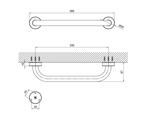 Поручень для ванни Lidz (CRM) 121.03.01 35 см