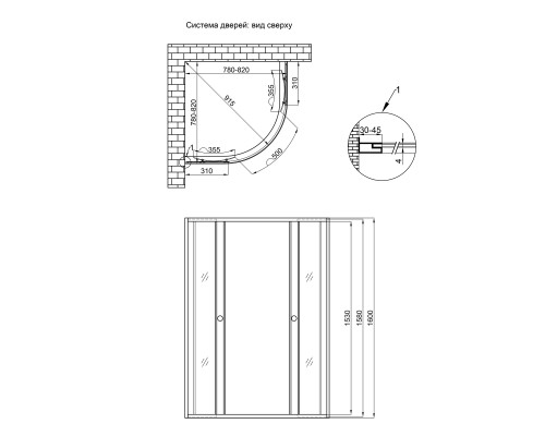 Душова кабіна Lidz Wieza SC80x80.SAT.HIGH.L, скло Linie 4 мм без піддона