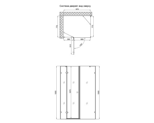 Душова кабіна Qtap Capricorn CRM1018RC6 100х80 см, скло Clear 6 мм, CalcLess, без піддона