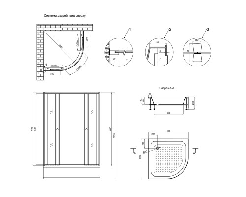 Душова кабіна Lidz Wieza SC90x90.SAT.MID.L, скло Linie 4 мм