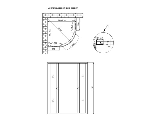 Душова кабіна Lidz Wieza SC90x90.SAT.MID.L, скло Linie 4 мм без піддона