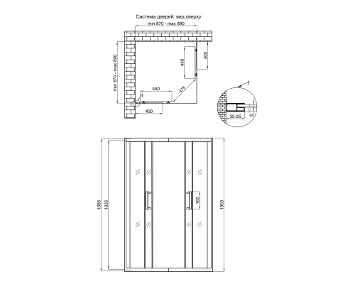 Душова кабіна Qtap Taurus CRM1099SC6 90х90 см, скло Clear 6 мм покриття CalcLess, без піддона