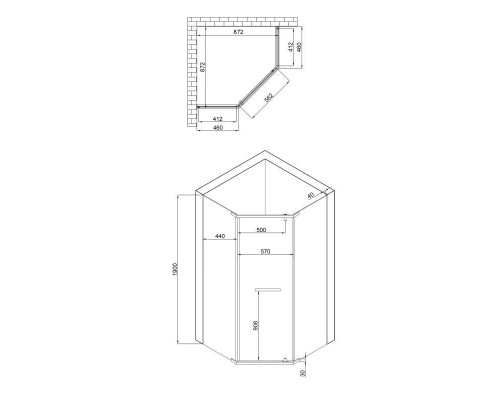 Душова кабіна Lidz Dozorca SC90x90.CRM.LOW.TR, скло прозоре 6 мм без піддона