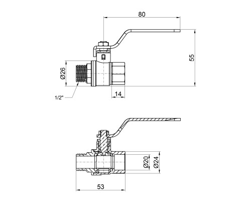 Кран кульовий SD Plus 1/2