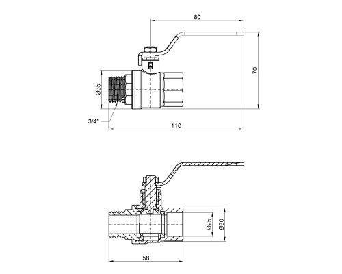 Кран кульовий SD Plus 3/4