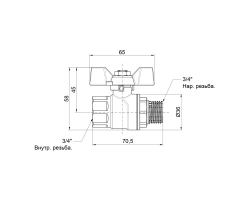 Кран кульовий SD Forte 3/4