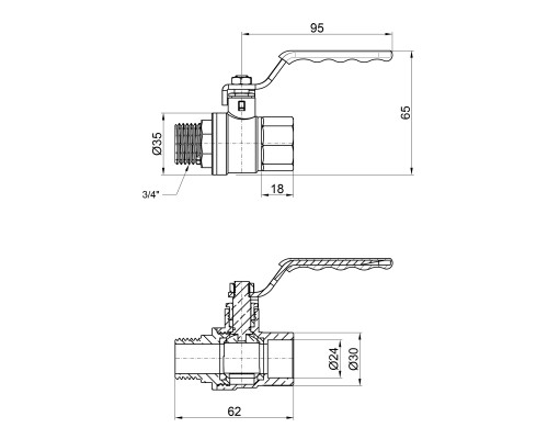 Кран кульовий SD Plus 3/4