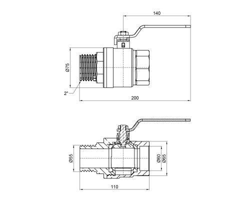 Кран кульовий SD Plus 2