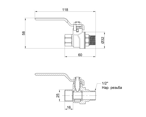 Кран кульовий SD Forte 1/2