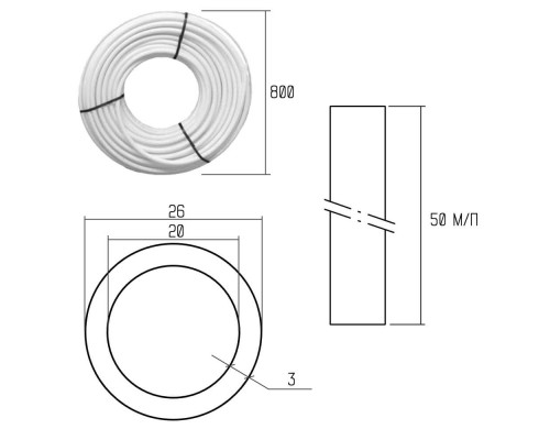 Труба PE-AL-PERT Icma 26х3 мм, 50 м №P199