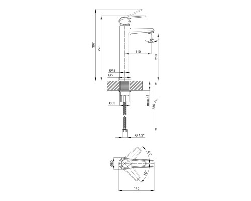 Змішувач для раковини Qtap Olsava 1012H107C