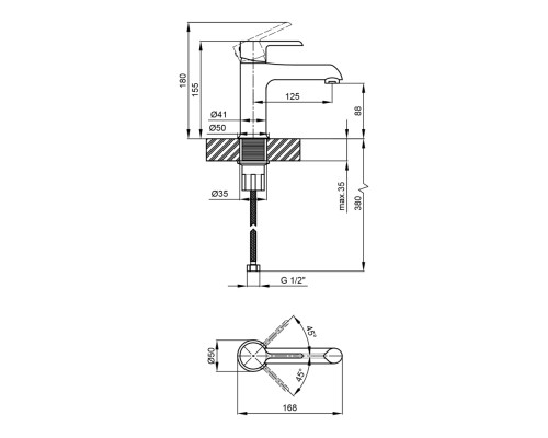 Змішувач для раковини Qtap Grand BCR 001F