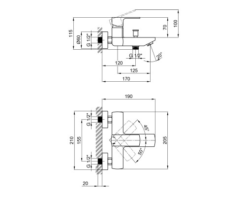 Змішувач для ванни Qtap Lipno 3023101DG