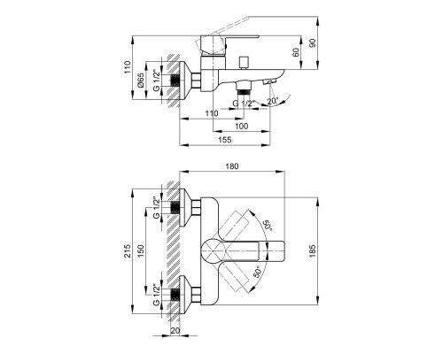 Змішувач для ванни Qtap Ustek 3016107DC