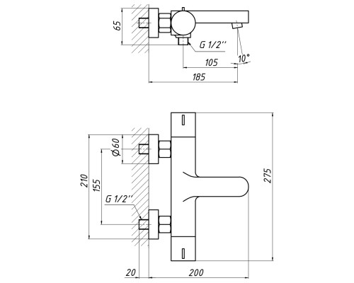 Змішувач термостатичний для ванни Qtap Votice 30T105-1GC