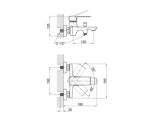 Змішувач для ванни Qtap Matice 3063103C