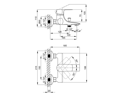 Змішувач для ванни Qtap Svitava 3011107DC