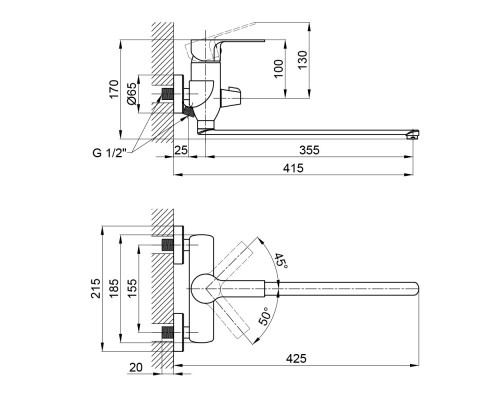 Змішувач для ванни Qtap Ustek 3216107GCW