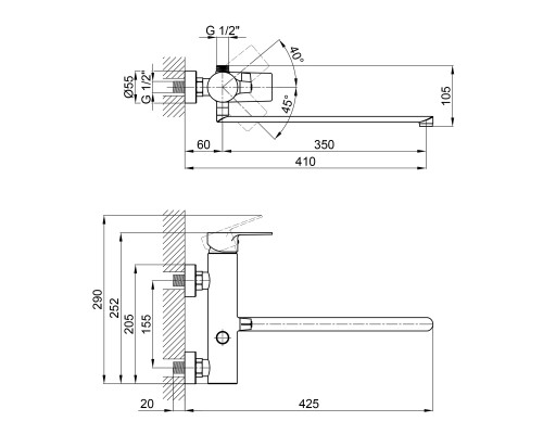 Змішувач для ванни Qtap Stenava 3245102FC