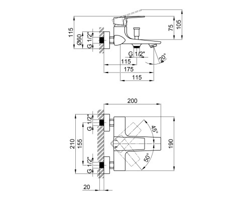 Змішувач для ванни Qtap Lodenice 3030101DC