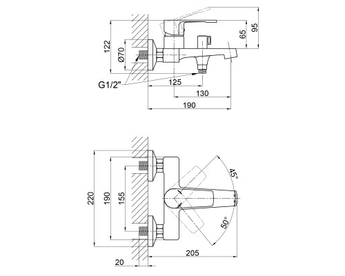 Змішувач для ванни Qtap Vitkov 3019104GC