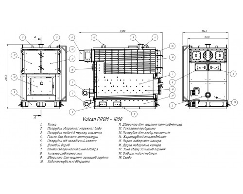 Котел твердопаливний сталевий Thermo Alliance Vulcan PROM 1000