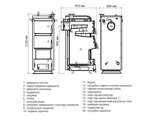 Котел твердопаливний сталевий Thermo Alliance Ferrum Plus V 3.0 FSF+ 26