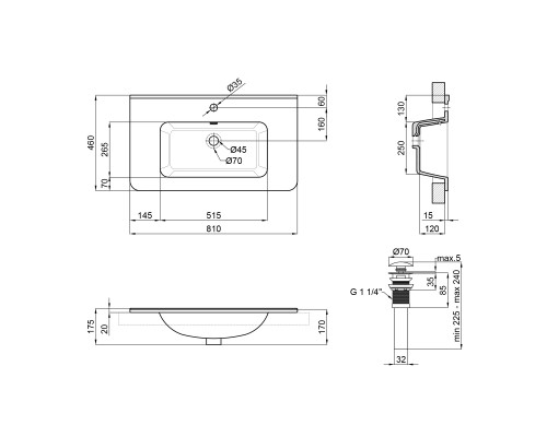 Раковина Qtap Albatross 9H 800х460х180 White з донним клапаном QT01119080HW