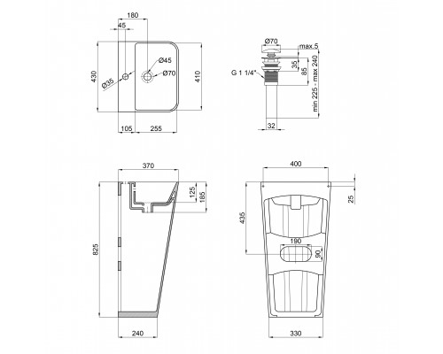 Раковина для підлоги моноблок Qtap Tern 440х380х830mm White з донним клапаном QT1711G302W