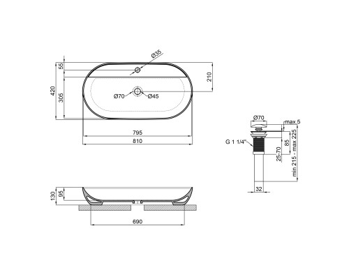 Раковина-чаша Qtap Scorpio 815х410х135 White з донним клапаном QT142203PW