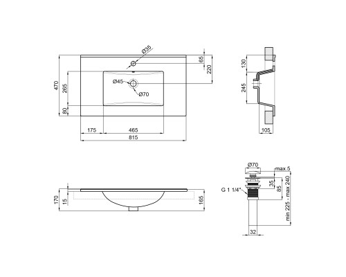 Раковина Qtap Albatross E 800х460х180 White з донним клапаном QT01119080EW