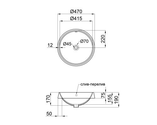 Раковина Qtap Jay 475х475х200 White з донним клапаном QT0711K305W