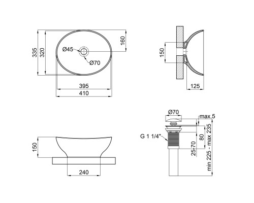 Раковина-чаша Qtap Dove 410x335x145 White з донним клапаном QT06113078W