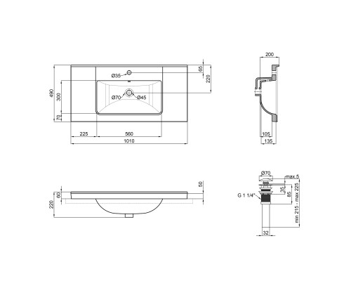 Раковина Qtap Albatross Q 1000х480х230 White з донним клапаном QT01115100QW