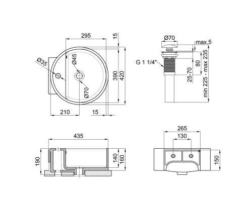 Раковина-чаша Qtap Swan 425х435х195 White з донним клапаном QT1611A005W