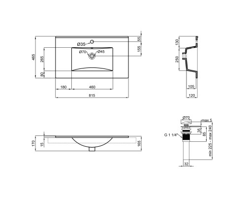 Раковина Qtap Albatross New 810x470x180 White з донним клапаном QT0111750680W