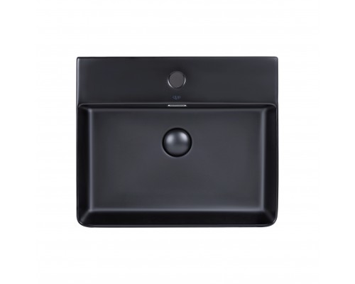 Раковина Qtap Nando LT 500х420х120 Matt black з донним клапаном QT12112173SMBMB