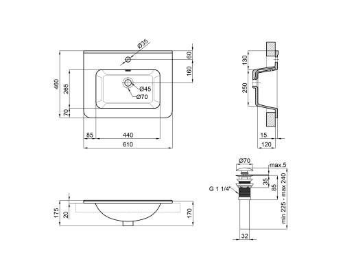 Раковина Qtap Albatross 9H 600х460х180 White з донним клапаном QT01119060HW